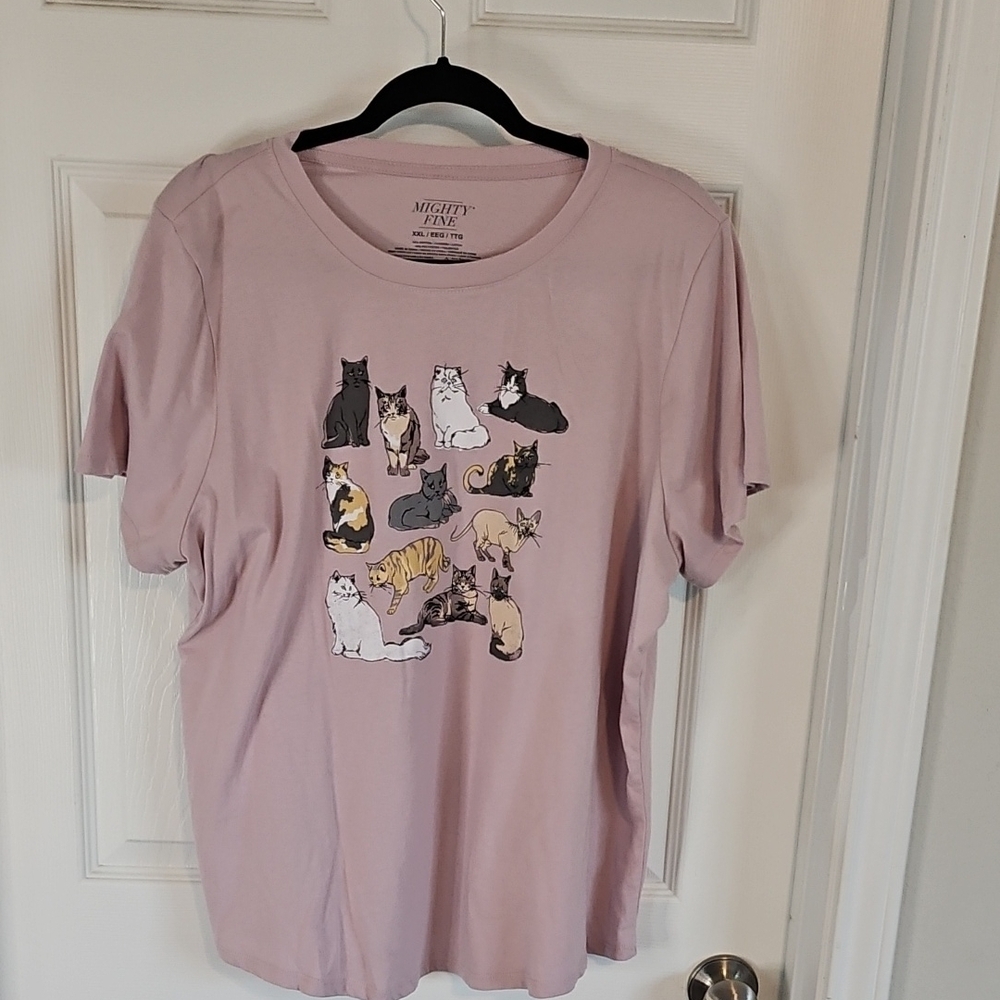 Mighty Fine Pink Cat Lovers Tee Sz XXL